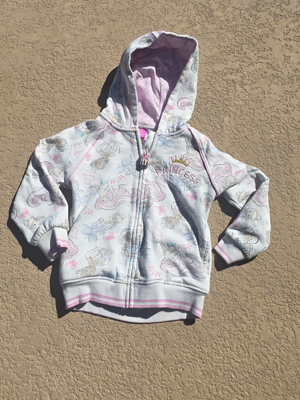 Disney Princess Hooded Zip Sweatshirt in White & Light Pink